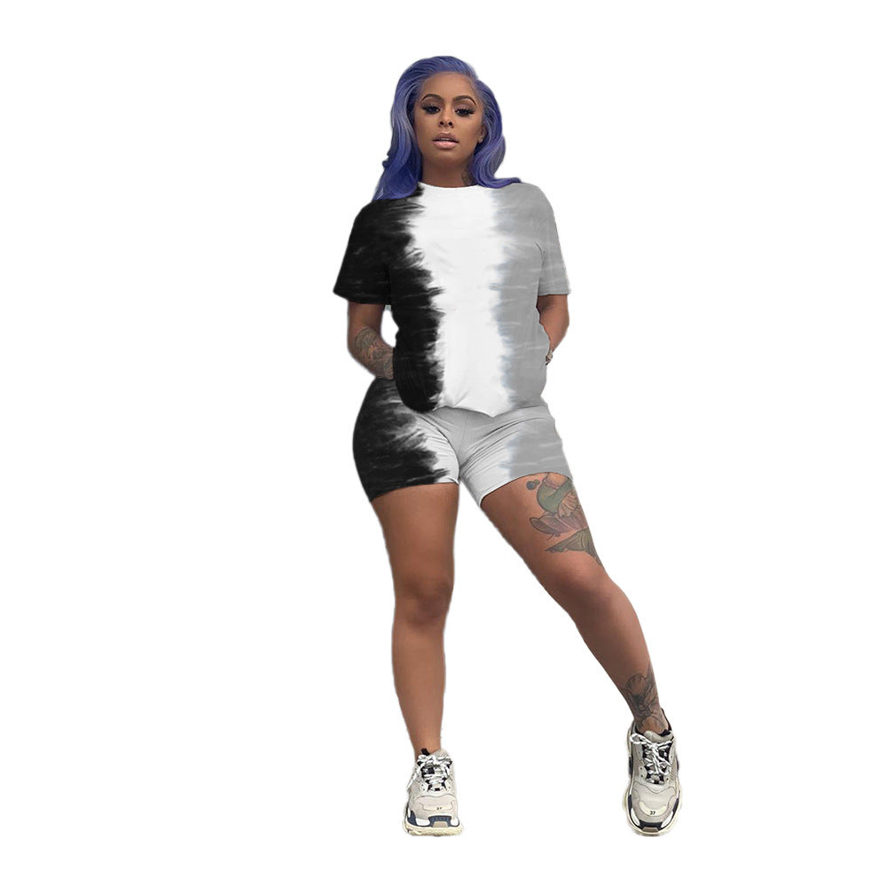 Tie-dye Sports Printed Two-piece Suit Women
