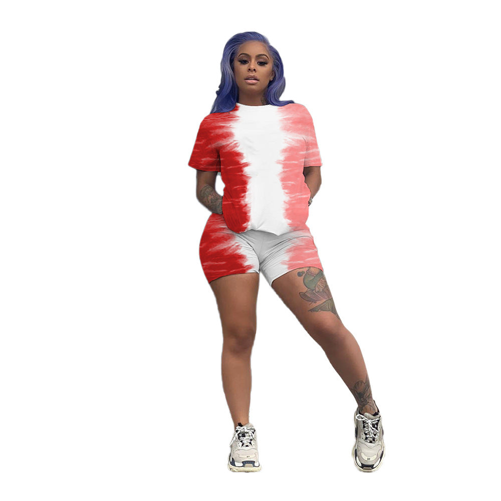 Tie-dye Sports Printed Two-piece Suit Women
