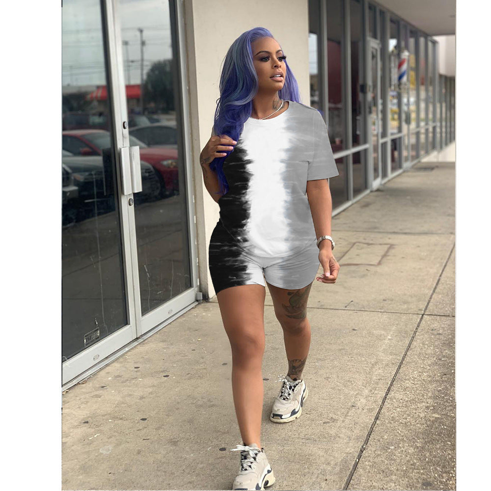 Tie-dye Sports Printed Two-piece Suit Women