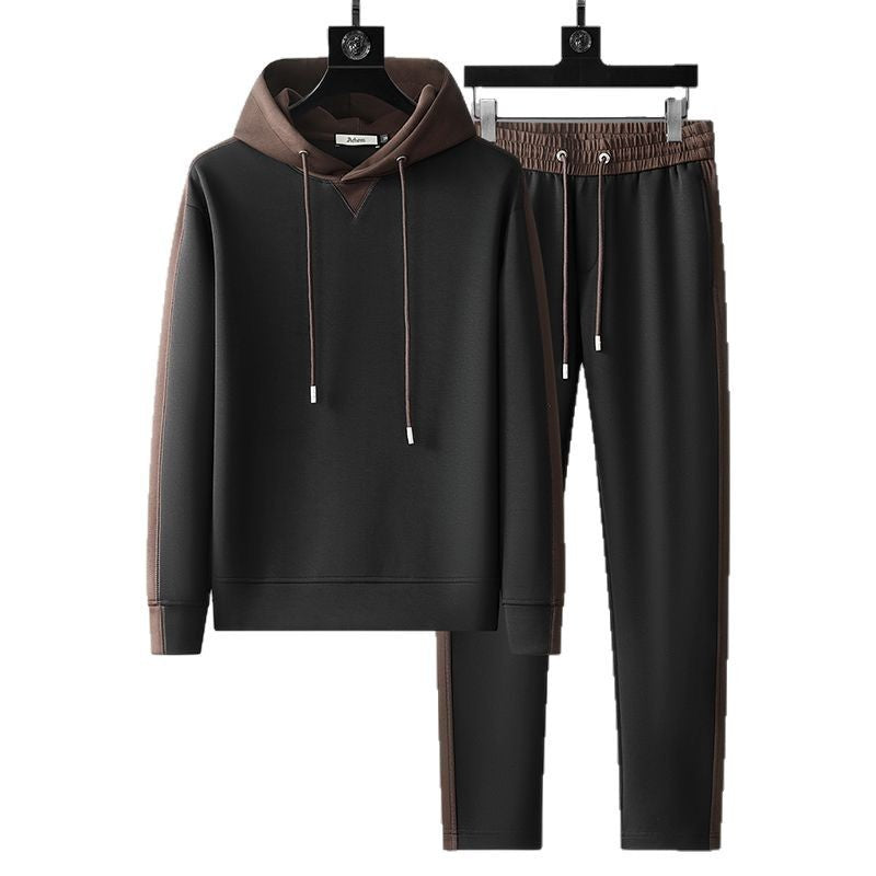 Men's Patchwork Hoodie Trousers Suit