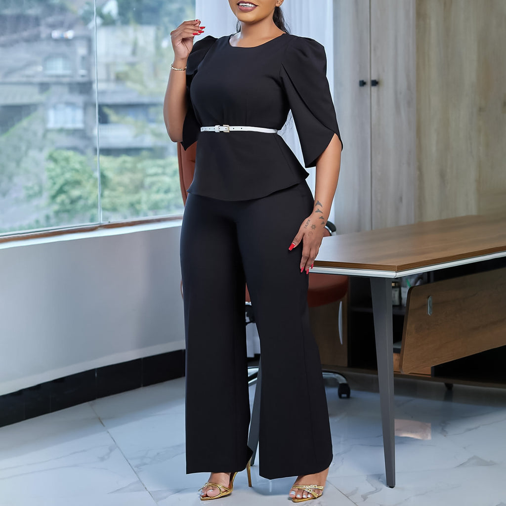 Top Wide Leg Pants Two-piece Set European And American Suit